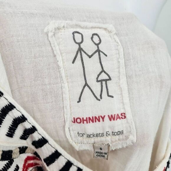 Johnny Was Biya Ramar Peasant Boho Tassel Oversized Top White S - Picture 8 of 10
